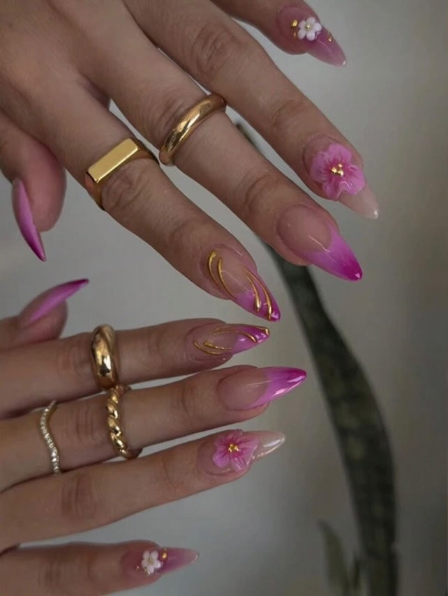 Ročno izdelani umetni nohti | GOLDEN PINK