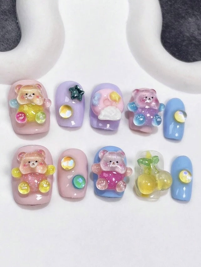 Ročno izdelani umetni nohti | TEDDY BUBBLE