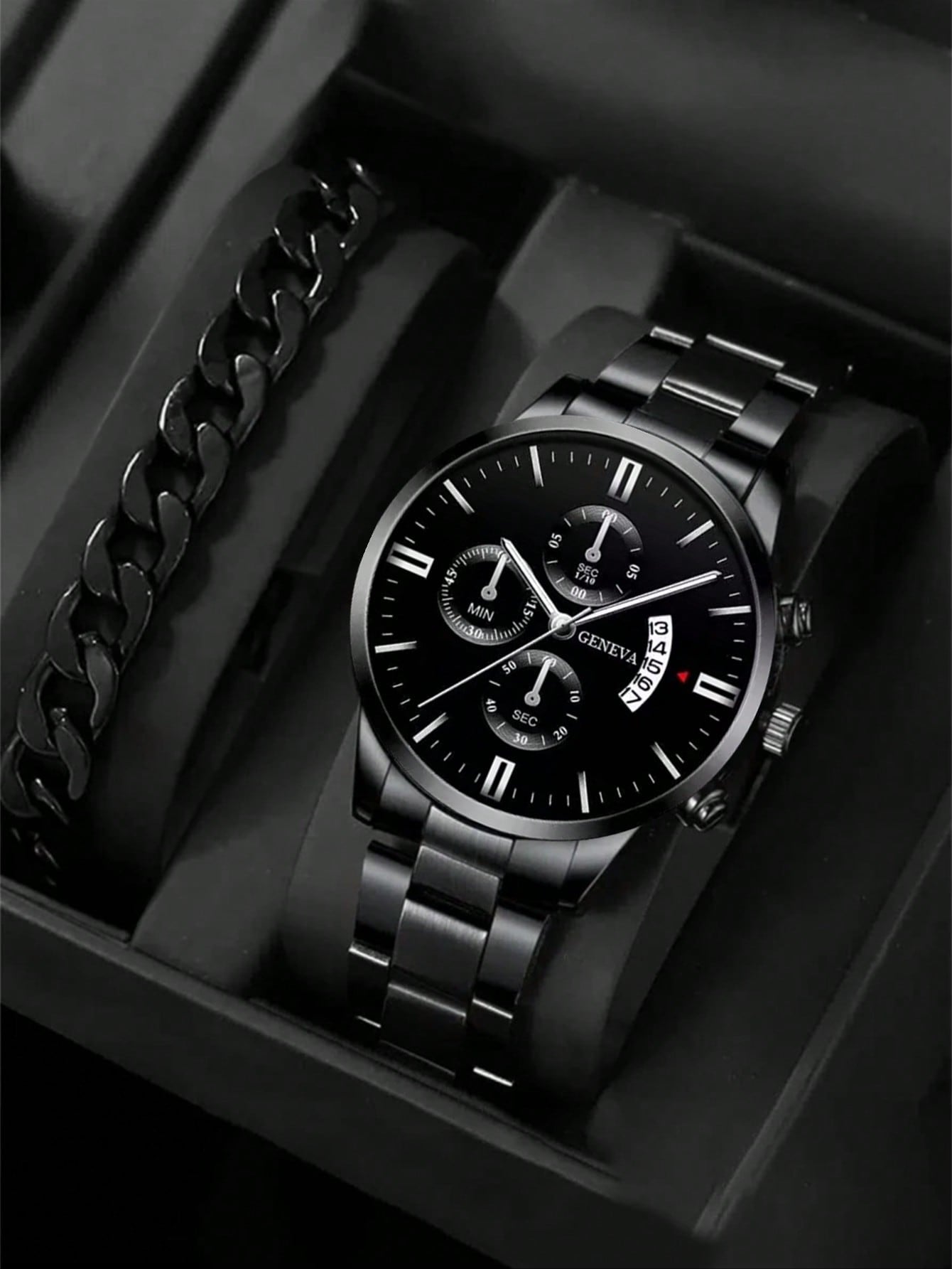 Črna moška kronograf ura | CHRONOMASTER