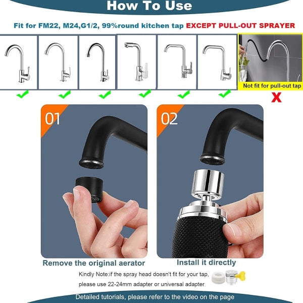 Popolnoma vrtljiv adapter za pipo | FAUCETI