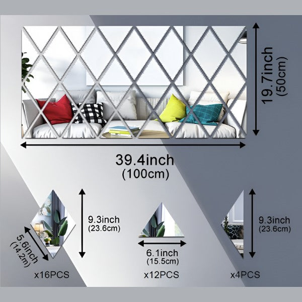 3D zrcalne nalepke diamant | WALLGEM - 32 kosov