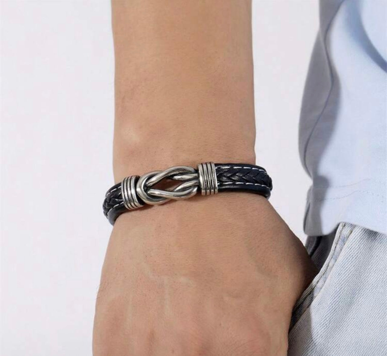 Moška pletena usnjena zapestnica | BRAIDEDBRACELET