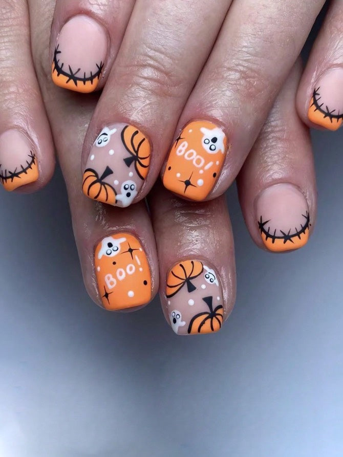 Ročno izdelani umetni nohti | STITCHED HALLOWEEN