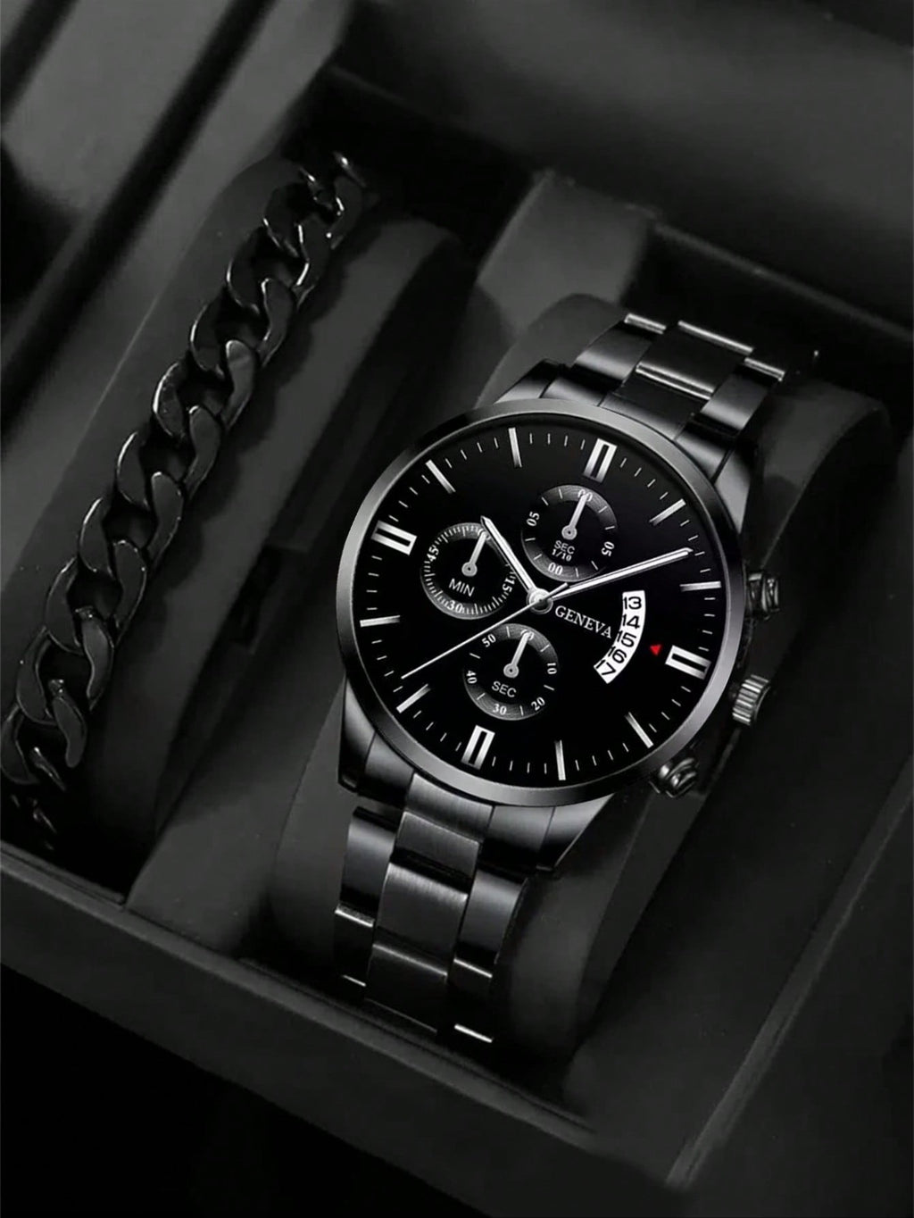 Črna moška kronograf ura | CHRONOMASTER