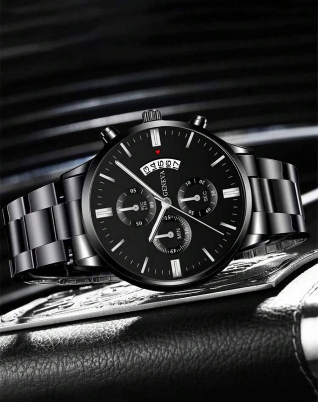Črna moška kronograf ura | CHRONOMASTER